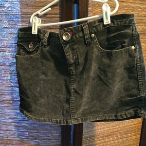 Black Corduroy Mini Skirt